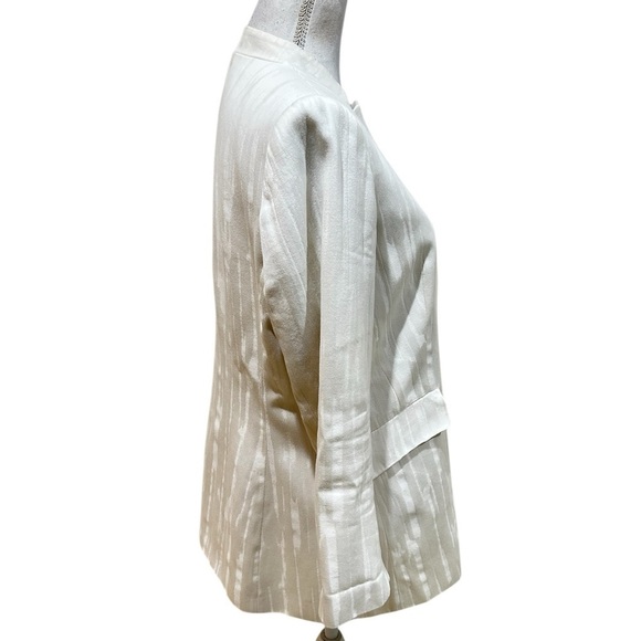 Lafayette New York single button lined stand up collar Cream Blazer size 12 - Picture 6 of 10